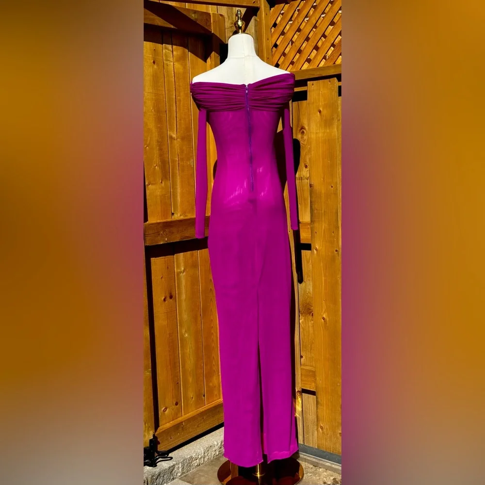 🆕 BRONX & BANCO 🧿 NWOT Monica Off-Shoulder Gown, Fuschia - Sz M - US 6 - Picture 8 of 15